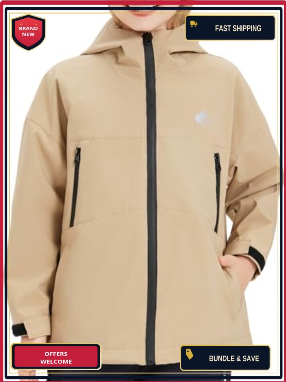 Kids Waterproof Rain Jacket Lightweight Hooded